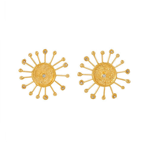 Aretes Sol Solido Cristal